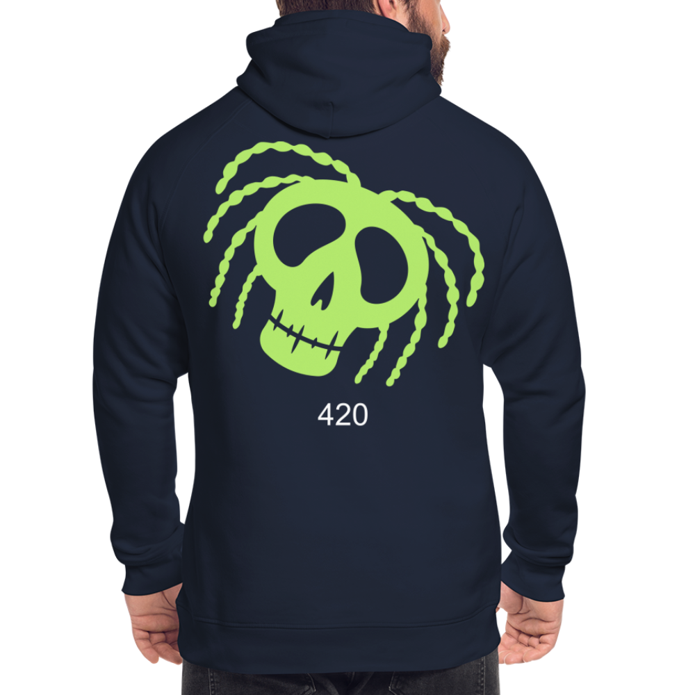 Unisex Bio-Hoodie 420 RastaSkull - Navy