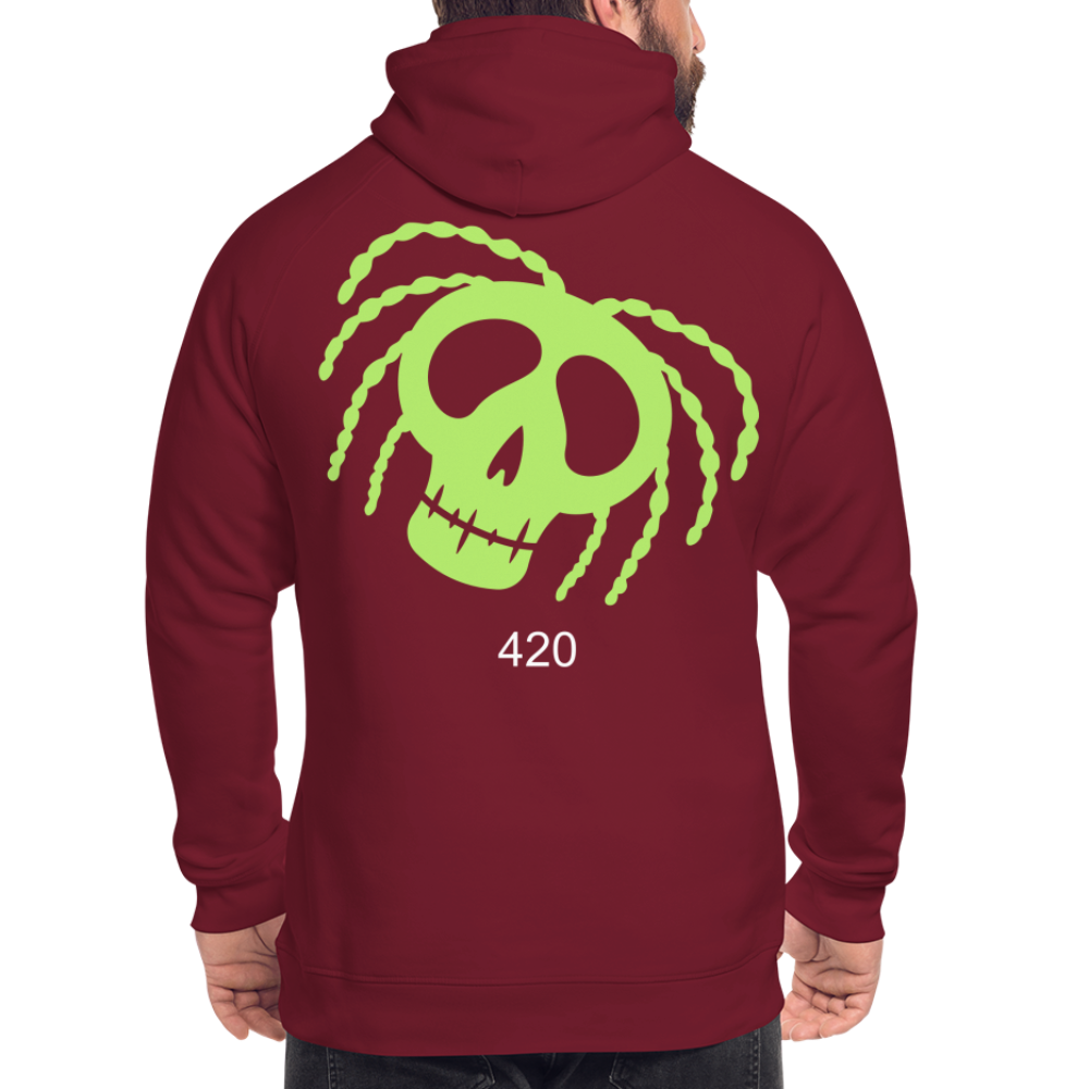 Unisex Bio-Hoodie 420 RastaSkull - Burgunderrot