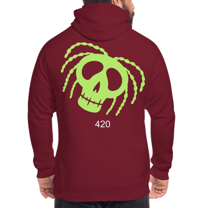 Unisex Bio-Hoodie 420 RastaSkull - Burgunderrot