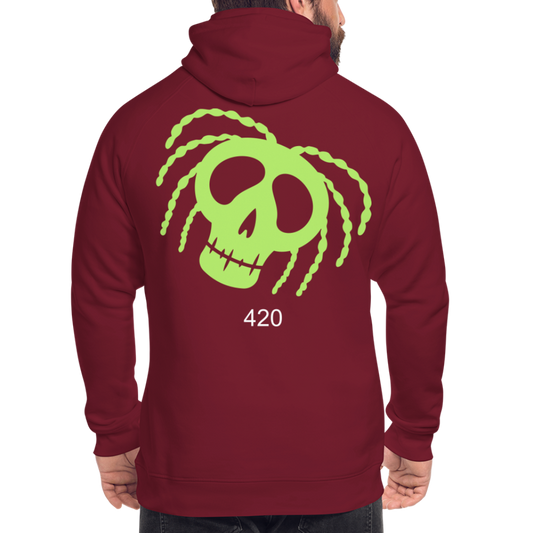 Unisex Bio-Hoodie 420 RastaSkull - Burgunderrot