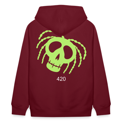 Unisex Bio-Hoodie 420 RastaSkull - Burgunderrot